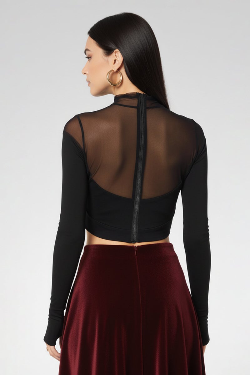 PINKO Women Solid Long Sleeve Back Zip Plain Top, Black - Image 4